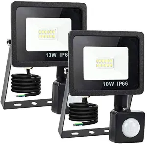 10W Led Floodlight Pir 2 Pack