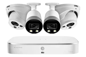 4K Ultra HD 8-Channel IP Security System with Two 4K (8MP) Smart Deterrence and Two 4K (8MP) Motorized Varifocal Dome Cameras