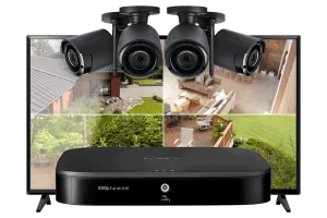 8-Channel System with 4 Wireless Security Cameras and 43"" Monitor