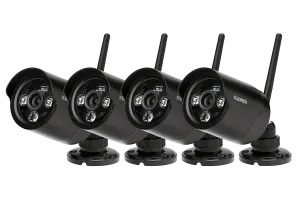 Black wireless cameras with night vision (4-pack)