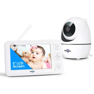 Hiseeu Baby Monitor with Remote Pan-Tilt-Zoom Camera,5" LCD Screen with 1080P Camera,2-Way Talk,Sound Detect and Audible Alarm,Night Vision,24Hrs Standby