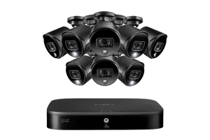 Lorex 4K 8-channel 2TB Wired DVR System with 8 Black Active Deterrence Cameras